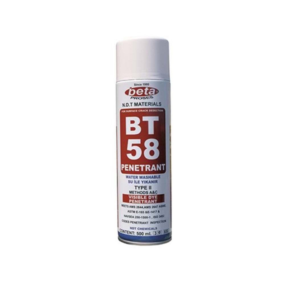 BETA BT 58 WATER WASHABLE VİSİBLE PENETRANT 500ML