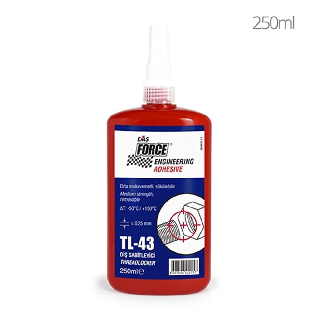 EMS FORCE TL-43 CİVATA SABİTLEYİCİ ORTA KUVVET 250 ML