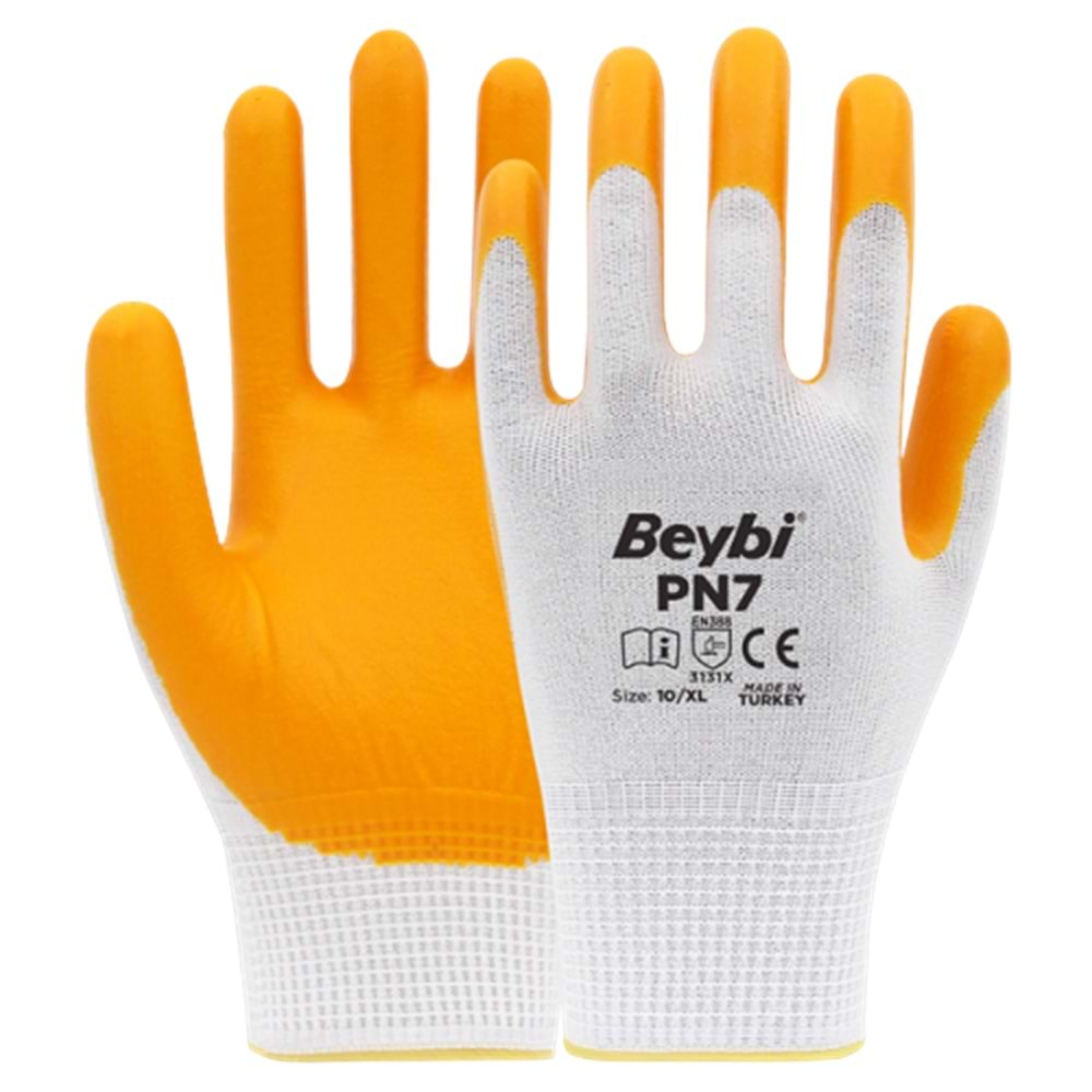 BEYBİ PN7 SARI BEYAZ POLYESTER ELDİVEN NO:10