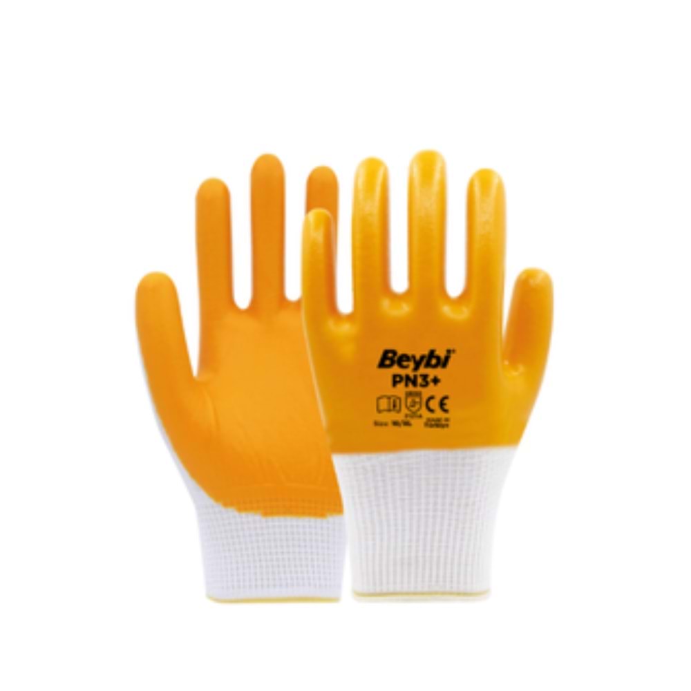 BEYBİ KN2 FLEX NİTRİL ELDİVEN SARI BEYAZ NO:10