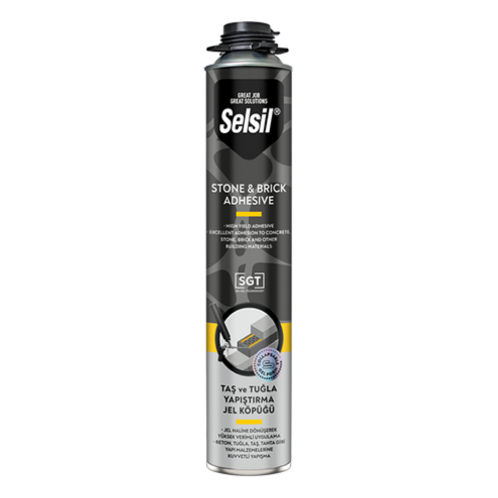 SELSİL STONE & BRICK ADHESIVE (TAŞ VE TUĞLA YAPIŞTIRMA JEL KÖPÜĞÜ) 750 ML / 830 GR