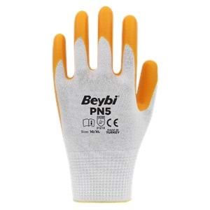 BEYBİ PN5 POLYESTER ÖRME NİTRİL ELDİVEN SARI NO:10