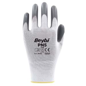 BEYBİ PN5 POLYESTER ÖRME NİTRİL ELDİVEN GRİ NO:9
