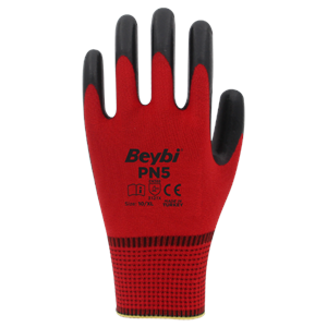 BEYBİ PN5 POLYESTER ÖRME NİTRİL ELDİVEN KIRMIZI NO:9