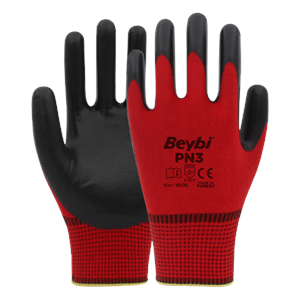 BEYBİ PN3 POLYESTER ÖRME NİTRİL ELDİVEN KIRMIZI NO:10